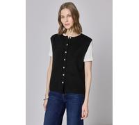 Kurzweste STREET ONE, Damen, Gr. 42, schwarz, Stoff, 30% Polyester, 29% Polyacryl, 21% Viskose, 20% Nylon, unifarben, normal normal, Rundhals, Westen (75177357-42) schwarz