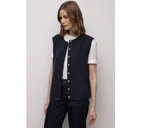 Kurzweste STREET ONE, Damen, Gr. 42, shadowed navy, Stoff, 30% Polyester, 29% Polyacryl, 21% Viskose, 20% Nylon, unifarben, normal normal, Rundhals, Westen (96858968-42) shadowed navy