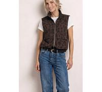 Kurzweste STREET ONE, Damen, Gr. 44, braun (molten earth), Feinstrick;Stoff, 65% Viskose, 35% Nylon, unifarben, normal normal, hoch geschlossener Ausschnitt, Westen, mit Stehkragen (23878236-44) molte