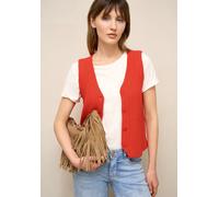 Kurzweste STREET ONE STUDIO, Damen, Gr. 40, torch rot, Web, 75% Baumwolle, 25% Polyester, unifarben, normal normal, V-Ausschnitt, Westen, im soften Baumwoll-Mix (32617426-40) torch rot