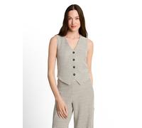 Kurzweste TOM TAILOR DENIM, Damen, Gr. XL, weiß schwarz knit stripe, Web, Obermaterial: 60% Baumwolle, 40% Polyester, gestreift, regular fit normal, V-Ausschnitt, Westen, mit Streifen-Muster und V-Aus