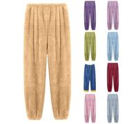 Kuschelhose Damen Flauschig Schlafanzughosen Für Damen Lang Baumwolle Pyjamahose Flanell Schlafhose Warm Loungehose Kuschelig Thermohose Baggy Freizeithose Winter Fleecehose Bequeme Relaxhose