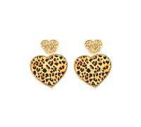 Kuschelige Creolen Persönlichkeit Herzform Leopard Charm Ohrstecker für Frauen Mädchen Acryl Statement Ohrringe Trendige Valentinstag Ohrringe Ohrringe Haken Edelstahl (C, One Size)