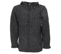 Kuschelige gefütterte Strickjacke aus Schafwolle, Unisex | Fleece gefüttert, abnehmbare Kapuze, geräumige Taschen, fair gehandelt in Nepal