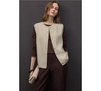 Kurzweste STREET ONE, Damen, Gr. 36, cotton beige meliert, Stoff, 30% Polyester, 29% Polyacryl, 21% Viskose, 20% Nylon, unifarben, normal normal, Rundhals, Westen (97551758-36) cotton beige meliert