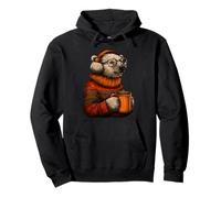 Kuscheliger Eisbär mit Sonnenbrille Ohrenschützer Tier Lustig Kaffee Pullover Hoodie
