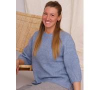 Kuscheliger Grobstrickpullover kurzarm jeansblau