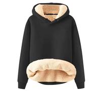 Kuscheliger Rollkragenpullover Gefüttert Lustig Freizeitshirt Damen Fleecejacke Ohne Kapuze Mode Weihnachtspulli Fleece Pullover Ugly（1-Black，XL）