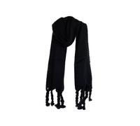 Kuscheliger Schal mit Fransen - einfarbiger Modeschal für Damen, 50 x200 cm Schwarz
