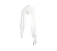 Kuscheliger Schal mit Fransen - einfarbiger Modeschal für Damen, 50 x200 cm Weiß