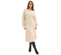 kuscheliges Damen Strick-Kleid mit farblich abgestimmten Ziernähten Midi-Kleid 938974 Sand-Beige 36/38