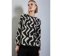 Langarmshirt STREET ONE, Damen, Gr. 34, schwarz, Stoff, 63% Polyester, 34% Viskose, 3% Elasthan, bedruckt, gerade normal, Rundhals, Bündchen, Shirts, mit grafischem Muster (29555919-34) schwarz