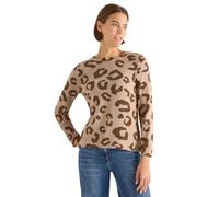 Langarmshirt CECIL, Damen, Gr. XL (44), sandalwood beige melange, Stoff, 67% Viskose, 28% Polyester, 5% Elasthan, meliert, comfort fit normal, Rundhals, Bündchen, Shirts, aus softem Materialmix (47113