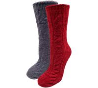 Kuschelsocken CAPELLI NEW YORK, Damen, Gr. 39-42, bunt (blau, dunkelrot), Polyester, Zopfmuster, unifarben, Socken, mit Zopfmuster (54831311-39) blau, dunkelrot
