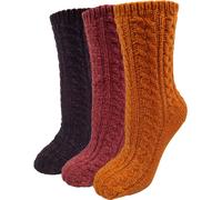 Kuschelsocken CAPELLI NEW YORK, Damen, Gr. 39-42, bunt (schwarz, rot, gelb), Polyester, Zopfmuster, mehrfarbig, unifarben, Socken Kuschelsocken, mit Zopfmuster (93733943-39)