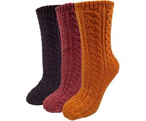 Kuschelsocken CAPELLI NEW YORK, Damen, Gr. 39-42, bunt (schwarz, rot, gelb), Polyester, Zopfmuster, mehrfarbig, unifarben, Socken, mit Zopfmuster (93733943-39) schwarz, rot, gelb