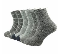 Kuschelsocken für Damen (6 Paar) | Flauschige & weiche Wintersocken - Warme Haussocken - Grau / 39 - 42