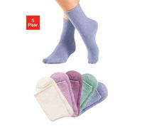 Kuschelsocken LAVANA, Damen, Gr. 35-38, bunt (1x ecru, 1x rose, 1x altrosa, 1x mint, 1x blau), Obermaterial: 92% Polyester, 6% Polyamid, 2% Elasthan, unifarben, elastisch, Socken, ideal als Bettsocken