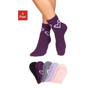 Kuschelsocken LAVANA, Damen, Gr. 39-42, bunt, Obermaterial: 98% Polyester, 2% Elasthan, uni und gemustert, elastisch, Socken, mit Herzen am Bund (267868-39) bunt