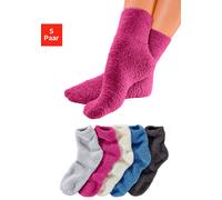 Kuschelsocken LAVANA, Damen, Gr. 39-42, grau (silbergrau meliert, ecru, pink, blau, anthrazit), Elasthan, Polyester, unifarben, elastisch, Socken, ideal als Bettsocken, Topseller (590838-39) silbergra