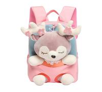 Kuscheltier Rucksack für Kinder, Kinderrucksack Kindergarten, Kindertasche Mädchen mit Abnehmbarer Rentier Plüschtier, Kinder Schultasche Tagesrucksack Kindergartenrucksack für Kleinkinder 2-6 Jahren