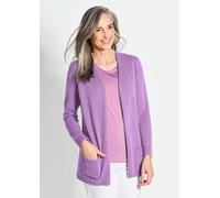 Strickjacke GOLDNER "Langarm Feinstrick-Cardigan", Damen, Gr. 44, lila (violett), Obermaterial: 100% Kaschmir WS., figurumspielend, Rippe, Strickjacken Strickjacke, Ohne (70060847-44) violett