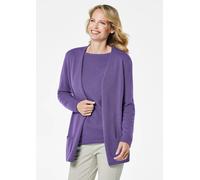 Strickjacke GOLDNER "Langarm Feinstrick-Cardigan", Damen, Gr. 46, lila, Obermaterial: 100% Kaschmir WS., figurumspielend, Rippe, Strickjacken Strickjacke, Ohne (55326206-46) lila