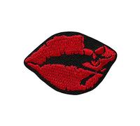 Kussmund Totenkopf - Aufnäher, Bügelbild, Aufbügler, Applikationen, Patches, Flicken, zum aufbügeln, Größe: 5,1 x 3,5 cm