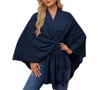 Kustimantu Damen-Poncho, Winter, elegant, warm, Poncho, Cape, Retro, Cardigan, Herbst, Winter, marineblau, Se référer au descriptif