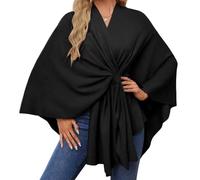 Kustimantu Damen-Poncho, Winter, elegant, warm, Poncho, Cape, Retro, Cardigan, Herbst, Winter, Schwarz , Se référer au descriptif