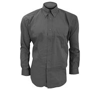 KUSTOM KIT Corporate Oxford Herren Hemd, Langarm (18.5 Zoll) (Kohlegrau)