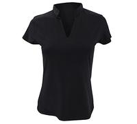 Kustom Kit Damen Corporate Kurzarm-Top mit V-Ausschnitt, Mandarinenkragen, Schwarz, 42-44