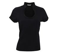 Kustom Kit Damen T-Shirt/Oberteil mit Schlüsselloch-Ausschnitt, Kurzarm (46/48) (Schwarz)