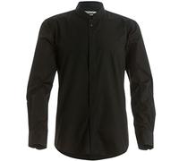 Kustom Kit Herren Hemd mit Stehkragen, Langarm (2XL) (Schwarz)