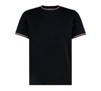 KUSTOM KIT Mode Passen Kontrast Trinkgeld Beiläufig Besatzung Hals Oben T-Shirt - Schwarz/weiß/rot (M)