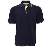 KUSTOM KIT St.Mellion Herren Polo-Shirt, Kurzarm (L) (Marineblau/Gelb)