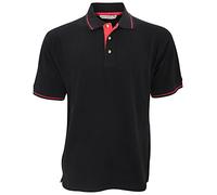 KUSTOM KIT St.Mellion Herren Polo-Shirt, Kurzarm (L) (Schwarz/Hellrot)
