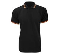 KUSTOM KIT Tipped Herren Piqué Polo-Shirt, Kurzarm (L) (Schwarz/Orange)
