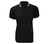 KUSTOM KIT Tipped Herren Piqué Polo-Shirt, Kurzarm (L) (Schwarz/Weiß)