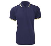 Kustom Kit Tipped Herren Piqué Polo-Shirt, Kurzarm (M) (Marineblau/Gelb)
