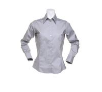 Kustom Kit - Women´s Tailored Fit Corporate Oxford Shirt Long Sleeve Silver Grey (Solid) - Gr. - 10