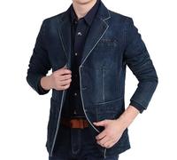 KUUFUUT Anzugsakko Herren Herren Jeansblazer Im Regular Fit Legerer Business Arbeitsmantel 3 Knöpfe Retro Klassiker Maßgeschneiderte Passform Anzugjacke mit Mehreren Taschen Bequemer Sportmantel Fü