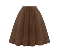 KUUFUUT Damen Midi Tüllrock Elastischer Hochtaillierter Unterrock Knielanger Tüllrock Karnevalskostüm Stufenunterrock für Feiertage Ausgehen Kaffeetrinken Größe M