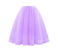 KUUFUUT Damen Midi Tüllrock mit Elastischem Bund Hochtaillierter Unterrock Knielang für Karneval Kostümpartys Festliche Anlässe Lavendel Lila XL