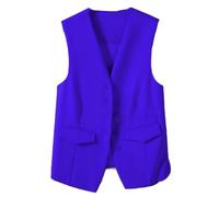 KUUFUUT Damen Weste, Ärmelloser Blazer, Elegante, Schmale Button Down Weste Für Arbeit Und Büro, Retro Partyweste, V Ausschnitt, Elegante Anzugweste, Königsblau, M