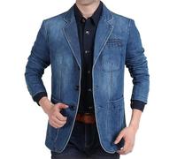 Herren Sakko,Herren Jeansblazer Im Regular Fit, Legerer Business Arbeitsmantel, 3 Knöpfe, Retro Klassiker, Maßgeschneiderte Passform, Anzugjacke mit Mehreren Taschen, Bequemer Sportmantel für Den