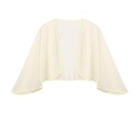 KUUFUUT Transparenter Chiffon Strickjacke für Damen 3/4 Ärmel Kurzes Leichtes Oberteil Dünner Bolero Strickjacke Elegantes Überkleid für Hochzeiten und Partys Gelb Einheitsgröße