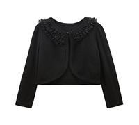 Kuukaas Bolero Mädchen Festlich Langarm Bolero Schwarz Mädchen Kommunion Strickjacke Mädchen Sommer Festliche Jacke Zum Kleid Mädchen 150