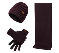 Kuukaas Mütze, Schal & Handschuh-sets für Herren Damen Wintermütze mit Innenfutter Herren Damen Touchscreen Handschuhe Winter Warm Set