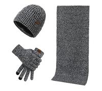 Kuukaas Mütze, Schal & Handschuh-sets für Herren Damen Wintermütze mit Innenfutter Herren Damen Touchscreen Handschuhe Winter Warm Set